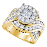14kt Yellow Gold Womens Princess Round Diamond Soleil Cluster Bridal Wedding Engagement Ring 2-1/2 Cttw