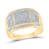 10kt Yellow Gold Mens Round Diamond Square Cluster Ring 5/8 Cttw