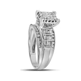14kt White Gold Princess Diamond Cluster Bridal Wedding Engagement Ring 1 Cttw Size