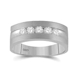 10kt White Gold Mens Round Diamond Wedding 5-Stone Band Ring 1/2 Cttw