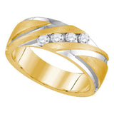 10kt Yellow Gold 2-tone Mens Round Diamond Wedding Band Ring 1/3 Cttw