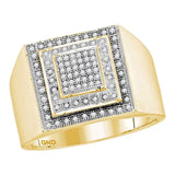 10kt Yellow Gold Mens Round Diamond Square Frame Cluster Ring 1/3 Cttw