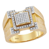 10kt Yellow Gold Mens Round Diamond Square Frame Cluster Ring 1/4 Cttw