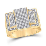 10kt Yellow Gold Mens Round Diamond Cluster Ring 3/4 Cttw