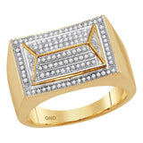 10kt Yellow Gold Mens Round Diamond Arched Triangle Cluster Ring 1/3 Cttw