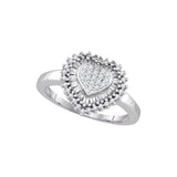 Sterling Silver Womens Round Diamond Heart Frame Cluster Ring 1/2 Cttw