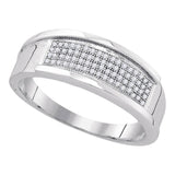 Sterling Silver Mens Round Diamond Wedding Four Row Band Ring 1/5 Cttw