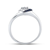 Sterling Silver Womens Round Blue Color Enhanced Diamond Small Simple Heart Ring 1/8 Cttw