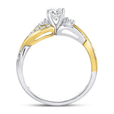 14kt Two-tone Gold Womens Round Diamond 3-stone Twist Bridal Wedding Engagement Ring 1.00 Cttw