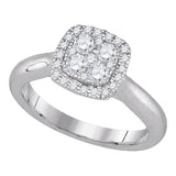 14kt White Gold Round Diamond Cluster Bridal Wedding Engagement Ring 1/2 Cttw