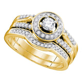 14kt Yellow Gold Diamond Round Bridal Wedding Ring Band Set 1/2 Cttw