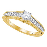 14kt Yellow Gold Round Diamond Solitaire Bridal Wedding Engagement Ring 5/8 Cttw