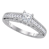 14kt White Gold Princess Diamond Solitaire Bridal Wedding Engagement Ring 5/8 Cttw