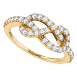 10k Rose Gold Womens Round Diamond Infinity Woven Love Anniversary Ring 3/4 Cttw