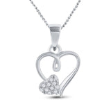 Sterling Silver Womens Round Diamond Heart Pendant 1/20 Cttw