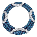 10kt White Gold Womens Round Blue Color Enhanced Diamond Circle Pendant 3/8 Cttw