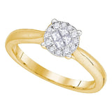 14kt Yellow Gold Princess Round Diamond Cluster Bridal Wedding Engagement Ring 1/4 Cttw