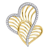 10kt Yellow Gold Womens Round Diamond Heart Love Pendant 1/8 Cttw