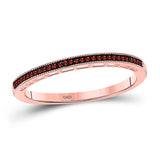 10kt Rose Gold Womens Round Red Color Enhanced Diamond Band Ring 1/12 Cttw