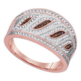 10kt Rose Gold Womens Round Red Color Enhanced Diamond Band Ring 3/8 Cttw