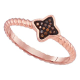 10k Pink Rose Gold Red Color Enhanced Diamond Cluster Womens Small Ring 1/20 Cttw
