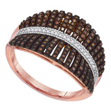 10kt Rose Gold Womens Round Red Color Enhanced Diamond Fashion Ring 3/8 Cttw