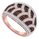 10kt Rose Gold Womens Round Red Color Enhanced Diamond Milgrain Braid Ring 1/2 Cttw
