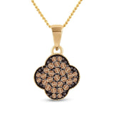 10kt Yellow Gold Womens Round Brown Diamond Cluster Pendant 1/4 Cttw