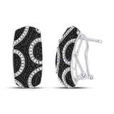 10kt White Gold Womens Round Black Color Enhanced Diamond Hoop Earrings 3/4 Cttw