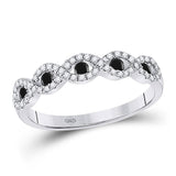 10kt White Gold Womens Round Black Color Enhanced Diamond Band Ring 1/3 Cttw