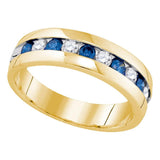 10kt Yellow Gold Mens Round Blue Color Enhanced Diamond Band Ring 1 Cttw