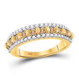 10kt Yellow Gold Womens Round Brown Diamond Triple Row Band 1/2 Cttw