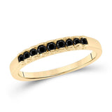 10kt Yellow Gold Womens Princess Black Color Enhanced Diamond Band Ring 1/4 Cttw
