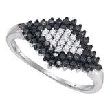 10kt White Gold Womens Round Black Color Enhanced Diamond Cluster Ring 1/2 Cttw