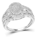 10kt White Gold Womens Round Diamond Oval Cluster Twist Ring 1/2 Cttw