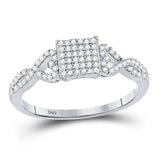 10kt White Gold Womens Round Diamond Square Cluster Ring 1/4 Cttw