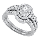 14kt White Gold Diamond Princess Bridal Wedding Ring Band Set 7/8 Cttw
