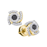 10kt Yellow Gold Womens Round Black Color Enhanced Diamond Fashion Earrings 1/2 Cttw