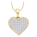 14kt Yellow Gold Womens Princess Diamond Heart Pendant 1/4 Cttw
