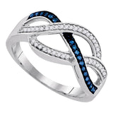 Sterling Silver Womens Round Blue Color Enhanced Diamond Fashion Ring 1/6 Cttw
