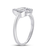 Sterling Silver Womens Round Diamond Double Joined Heartss Love Ring 1/6 Cttw