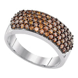 10k White Gold Womens Brown Diamond Cocktail Band Ring 1 Cttw