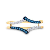 10kt Yellow Gold Womens Round Blue Color Enhanced Diamond Enhancer Wedding Band 1/5 Cttw
