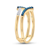 10kt Yellow Gold Womens Round Blue Color Enhanced Diamond Enhancer Wedding Band 1/5 Cttw