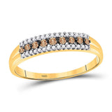 10kt Yellow Gold Womens Round Brown Diamond Band Ring 1/5 Cttw