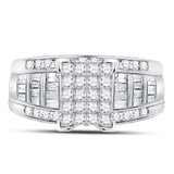 10kt White Gold Princess Diamond Cluster Bridal Wedding Engagement Ring 1 Cttw - Size