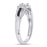 10kt White Gold Womens Princess Diamond Cluster Split-shank Ring 5/8 Cttw