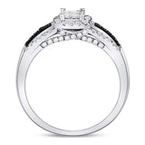 10kt White Gold Womens Princess Diamond Cluster Split-shank Ring 5/8 Cttw