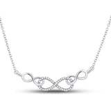 10kt White Gold Womens Round Diamond Infinity Pendant Necklace 1/5 Cttw