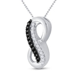 10kt White Gold Womens Round Black Color Enhanced Diamond Infinity Pendant 1/10 Cttw